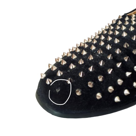 Moretti Black Silver Spike Studded Loafers - Picture 4 of 10